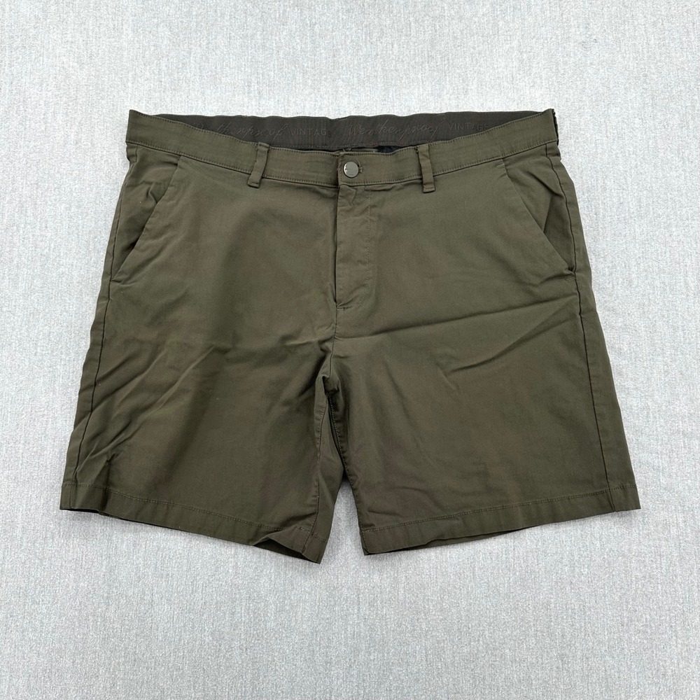 Weatherproof Vintage Shorts Mens 40 Green Flat Front Stretch Comfort Utility